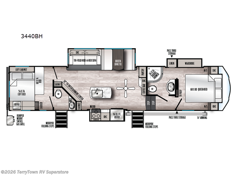 2023 Forest River Sandpiper 3440BH - New Fifth Wheel For Sale by TerryTown RV Superstore in Grand Rapids, Michigan features Slideout