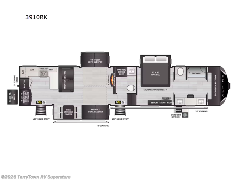 2025 Keystone Alpine 3910RK - New Fifth Wheel For Sale by TerryTown RV Superstore in Grand Rapids, Michigan features Slideout