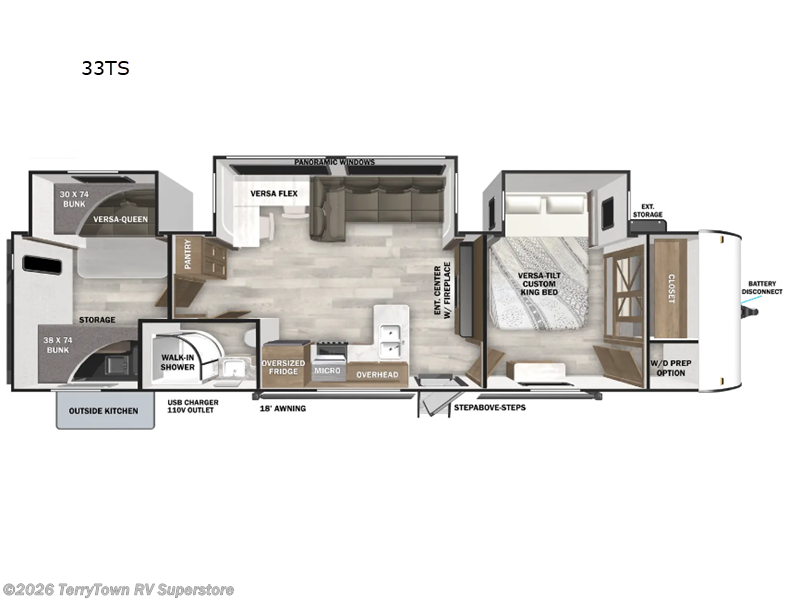 2025 Forest River Salem 33TS - New Travel Trailer For Sale by TerryTown RV Superstore in Grand Rapids, Michigan features Slideout