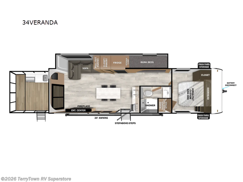 2025 Forest River Salem 34VERANDA - New Travel Trailer For Sale by TerryTown RV Superstore in Grand Rapids, Michigan features Slideout