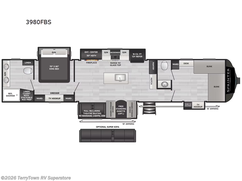2026 Keystone Sprinter 3980FBS - New Fifth Wheel For Sale by TerryTown RV Superstore in Grand Rapids, Michigan features Slideout