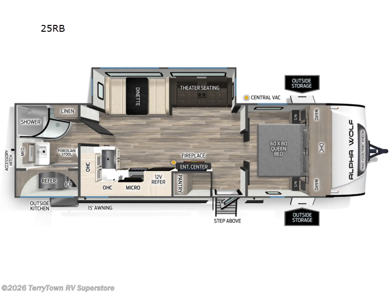 2026 Forest River Cherokee Alpha Wolf 25RB - New Travel Trailer For Sale by TerryTown RV Superstore in Grand Rapids, Michigan features Slideout