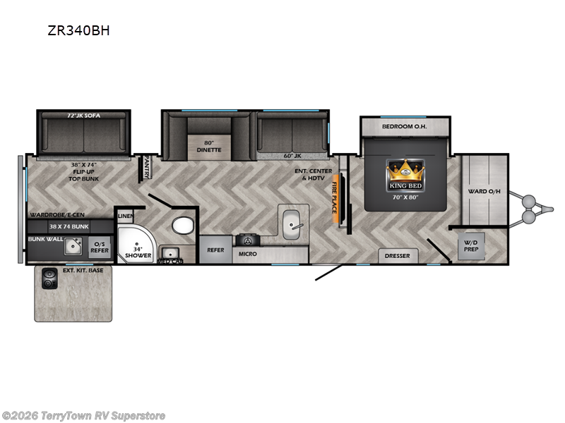 2023 CrossRoads Zinger 340BH - New Travel Trailer For Sale by TerryTown RV Superstore in Grand Rapids, Michigan features Slideout