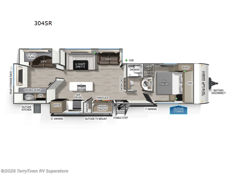 2026 Forest River Cherokee Wolf Den 304SR - New Travel Trailer For Sale by TerryTown RV Superstore in Grand Rapids, Michigan features Slideout