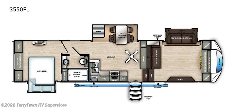 2021 Forest River Sandpiper C-Class 3550FL - Used Fifth Wheel For Sale by TerryTown RV Superstore in Grand Rapids, Michigan features Slideout