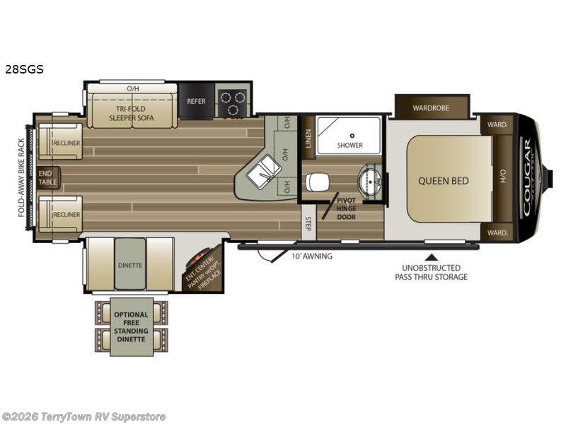 2018 Keystone Cougar Half-Ton Series 28SGS - Used Fifth Wheel For Sale by TerryTown RV Superstore in Grand Rapids, Michigan features Slideout