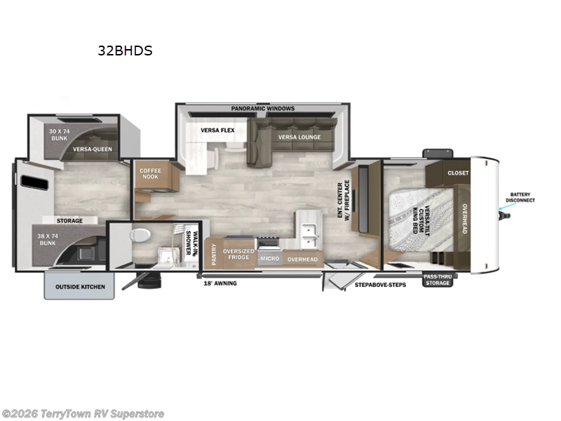 2026 Forest River Salem 32BHDS - New Travel Trailer For Sale by TerryTown RV Superstore in Grand Rapids, Michigan features Slideout