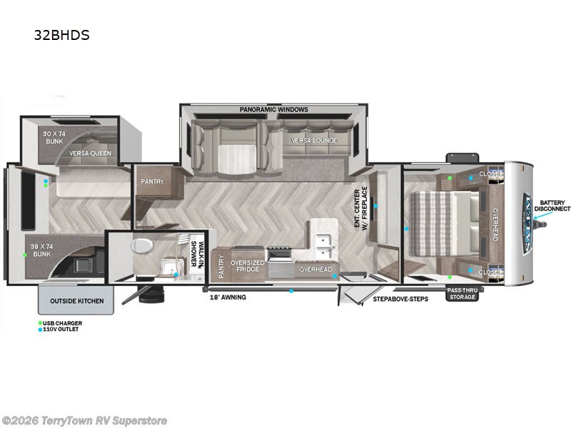 2022 Forest River Salem 32BHDS - Used Travel Trailer For Sale by TerryTown RV Superstore in Grand Rapids, Michigan features Slideout