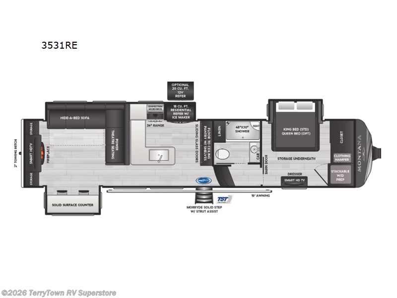 2024 Keystone Montana 3531RE - Used Fifth Wheel For Sale by TerryTown RV Superstore in Grand Rapids, Michigan features Slideout