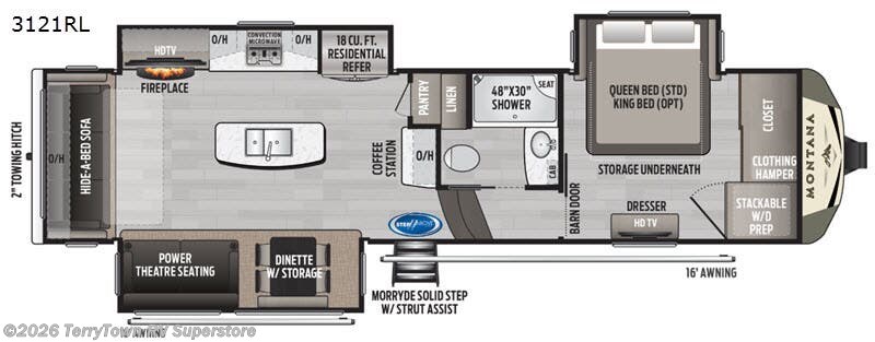 2020 Keystone Montana 3121RL - Used Fifth Wheel For Sale by TerryTown RV Superstore in Grand Rapids, Michigan features Slideout
