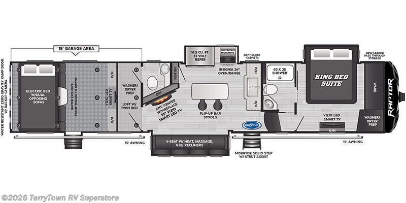 2025 Keystone Raptor 415 - New Toy Hauler For Sale by TerryTown RV Superstore in Grand Rapids, Michigan