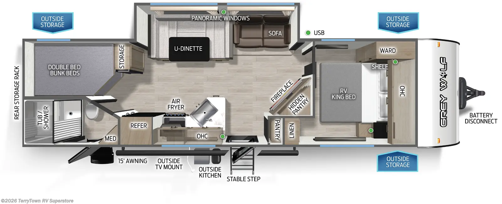 2026 Forest River Cherokee Grey Wolf 26KF - New Travel Trailer For Sale by TerryTown RV Superstore in Grand Rapids, Michigan