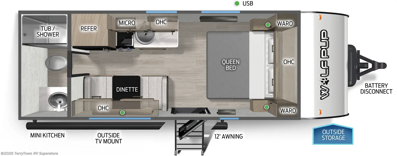 2027 Forest River Cherokee Wolf Pup 16FQW - New Travel Trailer For Sale by TerryTown RV Superstore in Grand Rapids, Michigan