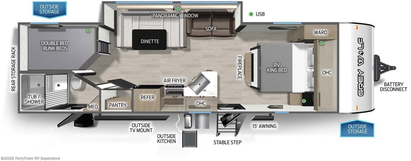 2027 Forest River Cherokee Grey Wolf 26DBH - New Travel Trailer For Sale by TerryTown RV Superstore in Grand Rapids, Michigan