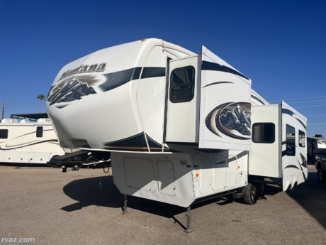 &lt;p&gt;2010 KEYSTONE MONTANA 2955RL WITH 2 SLIDES AND 33&#39; LONG MAKING IT THE PERFECT 5TH WHEEL FOR NATIONAL PARKS! THE DECALS ARE IN FANTASTIC SHAPE WHICH REFLECTS THE FACT THAT IT KEPT IN A GARAGE.&amp;nbsp; THIS 5TH WHEEL WAS TREATED WITH CARE AND RESPECT. TIRES ARE 2 YEARS OLD, AUTO LIGHT WITH ENTRY DOOR, STEPS WERE ADDED, NO DELAM, WASHER/DRYER ETC.... KEYSTONE MONTANA HAS LONG BEEN A TOP SELLER AND THIS ONE DOES NOT DISSAPPOINT, ESPECIALLY FOR UNDER 30K!!!!&lt;/p&gt;
&lt;p&gt;RVAZ Corral has an RV service center, Free RV consignment Program and We buy good clean used RV&#39;s and offer free appraisals!&lt;br&gt;We have financing available and many extended service contracts to choose from!&lt;br&gt;RVAZ Corral has many New and Used Motorhomes for sale as well as Travel Trailers and 5th Wheels for sale. &amp;nbsp;Come see our camper selection today and find an RV that fits your needs.&lt;br&gt;Many travel trailer or 5th wheel shoppers feel concerned about towing. &amp;nbsp;We understand. &amp;nbsp;Towing can often seem complex or nerve-wracking. &amp;nbsp; Feel free to give us a quick call, tell us about your tow vehicle and we can help you through the process!&lt;/p&gt;
&lt;p&gt;We donate a portion of every sale to Phoenix Children&#39;s Hospital&lt;/p&gt;