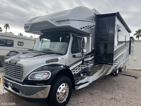 &lt;p&gt;&lt;em&gt;2023 ENTEGRA ACCOLADE 37L SUPER C FOR SALE AND IT IS AWESOME: 39&#39; LONG WITH CUMMINS 360HP 6.7L ENGINE, CURRENTLY OFF SITE, BUT AVAILABLE FOR VIEWING&lt;/em&gt;&lt;/p&gt;
&lt;p&gt;&lt;em&gt;Sacrifice nothing with the Entegra Coach Accolade. Not even a fireplace. Built on the advanced Freightliner&amp;reg; S2RV front-end diesel chassis with a Cummins&amp;reg; engine, the Accolade comes equipped with E-Z Drive&amp;trade; Premier, Entegra&amp;rsquo;s most advanced Class C ride and handling package. The Firefly Total Coach control system with 7-inch touchscreen and app integration acts as the hub for all the technology available in this coach. A Furrion&amp;reg; electric fireplace and LED HD Smart TV in the living area are just some of the technologies and touches you&amp;rsquo;ll find in the Accolade.&amp;nbsp;&lt;/em&gt;&lt;/p&gt;
&lt;table class=&quot;table table-striped&quot;&gt;
&lt;tbody&gt;
&lt;tr&gt;
&lt;td class=&quot;options-label&quot;&gt;Inverter&lt;/td&gt;
&lt;td class=&quot;options-value&quot;&gt;2,000W pure sine wave inverter&lt;/td&gt;
&lt;/tr&gt;
&lt;tr&gt;
&lt;td class=&quot;options-label&quot;&gt;Electrical Hookup&lt;/td&gt;
&lt;td class=&quot;options-value&quot;&gt;Power cord reel with 50 amp service&lt;/td&gt;
&lt;/tr&gt;
&lt;tr&gt;
&lt;td class=&quot;options-label&quot;&gt;Heating System&lt;/td&gt;
&lt;td class=&quot;options-value&quot;&gt;Aqua-Hot&amp;reg; 250D hydronic water and heating system with 5 in. LED screen&lt;/td&gt;
&lt;/tr&gt;
&lt;tr&gt;
&lt;td class=&quot;options-label&quot;&gt;Generator&lt;/td&gt;
&lt;td class=&quot;options-value&quot;&gt;Onan&amp;reg; 8,000W diesel generator with auto-gen start&lt;/td&gt;
&lt;/tr&gt;
&lt;tr&gt;
&lt;td class=&quot;options-label&quot;&gt;Batteries&lt;/td&gt;
&lt;td class=&quot;options-value&quot;&gt;(4) 6V AGM (220Ah) house batteries on slideout tray&lt;/td&gt;
&lt;/tr&gt;
&lt;tr&gt;
&lt;td class=&quot;options-label&quot;&gt;Solar&lt;/td&gt;
&lt;td class=&quot;options-value&quot;&gt;200W solar panel with dual controller&lt;/td&gt;
&lt;/tr&gt;
&lt;tr&gt;
&lt;td class=&quot;options-label&quot;&gt;Air Conditioning&lt;/td&gt;
&lt;td class=&quot;options-value&quot;&gt;Dual 15,000 BTU A/C unit with heat pumps&lt;/td&gt;
&lt;/tr&gt;
&lt;tr&gt;
&lt;td class=&quot;options-label&quot;&gt;Black Tank Management&lt;/td&gt;
&lt;td class=&quot;options-value&quot;&gt;Thetford&amp;reg; Sani-Con Turbo macerator system&lt;/td&gt;
&lt;/tr&gt;
&lt;tr&gt;
&lt;td class=&quot;options-label&quot;&gt;Winterization Drain System&lt;/td&gt;
&lt;td class=&quot;options-value&quot;&gt;Winterization drain system&lt;/td&gt;
&lt;/tr&gt;
&lt;tr&gt;
&lt;td class=&quot;options-label&quot;&gt;Tank Flush&lt;/td&gt;
&lt;td class=&quot;options-value&quot;&gt;Black tank flush&lt;/td&gt;
&lt;/tr&gt;
&lt;tr&gt;
&lt;td class=&quot;options-label&quot;&gt;Water Pump&lt;/td&gt;
&lt;td class=&quot;options-value&quot;&gt;12V demand water pump&lt;/td&gt;
&lt;/tr&gt;
&lt;tr&gt;
&lt;td class=&quot;options-label&quot;&gt;Water Filtration&lt;/td&gt;
&lt;td class=&quot;options-value&quot;&gt;Water filtration system&lt;/td&gt;
&lt;/tr&gt;
&lt;/tbody&gt;
&lt;/table&gt;
&lt;p&gt;&amp;nbsp;&lt;/p&gt;
