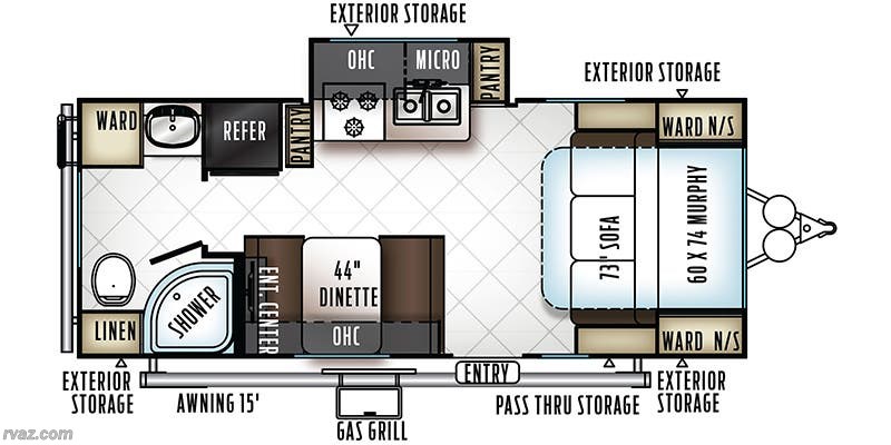 Floorplan of 2018 Forest River Rockwood Mini Lite 2304KS