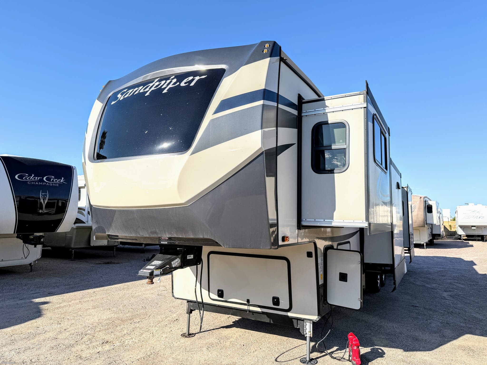 2020 Forest River Sandpiper 379FLOK - Used Fifth Wheel For Sale by RV AZ Corral in Mesa, Arizona features Non-Smoking Unit, Glass Shower Door, 50 Amp Service, Surround Sound System, Stove Top Burner