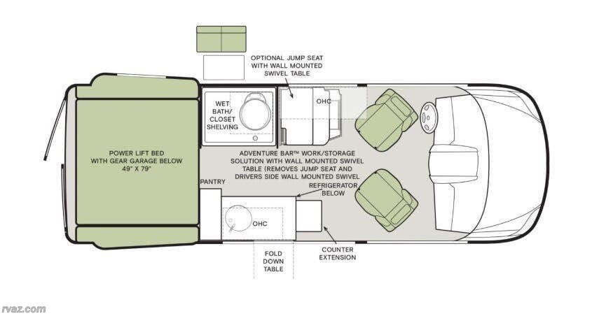 Floorplan of 2026 Tiffin GH1 19AV
