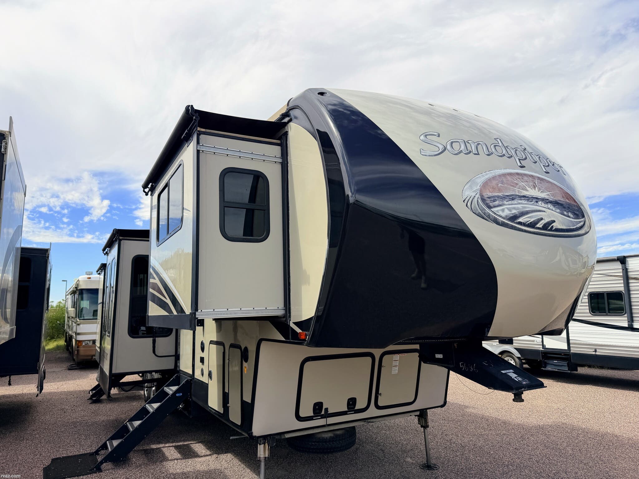 2018 Forest River Sandpiper 379FLOK - Used Fifth Wheel For Sale by RV AZ Corral in Mesa, Arizona features Fire Extinguisher, Hide-A-Bed, Toilet, Shower, Dinette