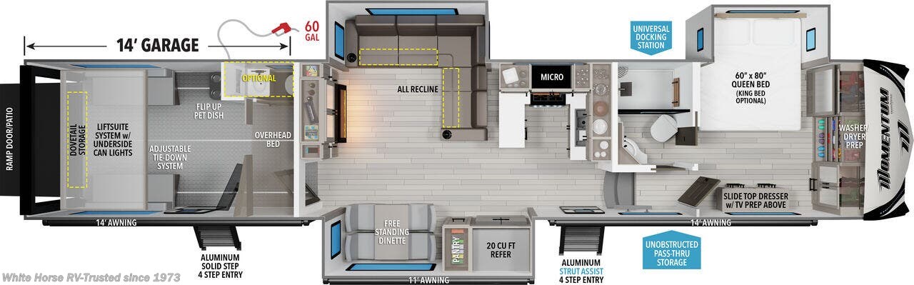 Floorplan of 2025 Grand Design Momentum M-Class 414M