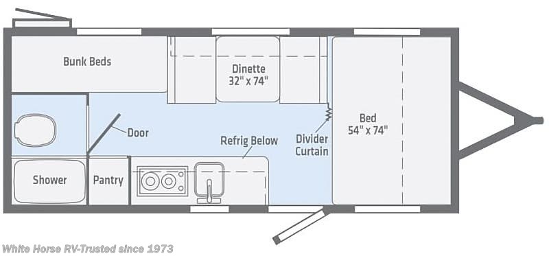 Floorplan of 2022 Winnebago Micro Minnie 1700BH