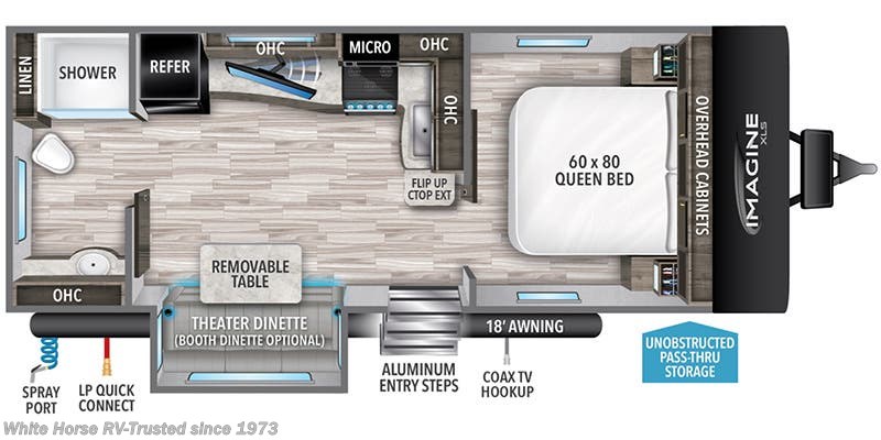 Floorplan of 2023 Grand Design Imagine XLS 22RBE