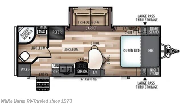 2017 Forest River Wildwood Heritage Glen Hyper-Lyte 23RBHL - Used Travel Trailer For Sale by White Horse RV Center in Egg Harbor City, New Jersey features Furnace, Slideout, Converter, Toilet, Roof Vents