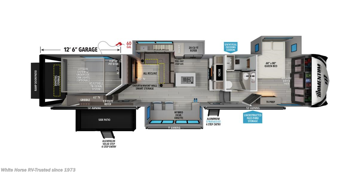 Floorplan of 2026 Grand Design Momentum M-Class 399M