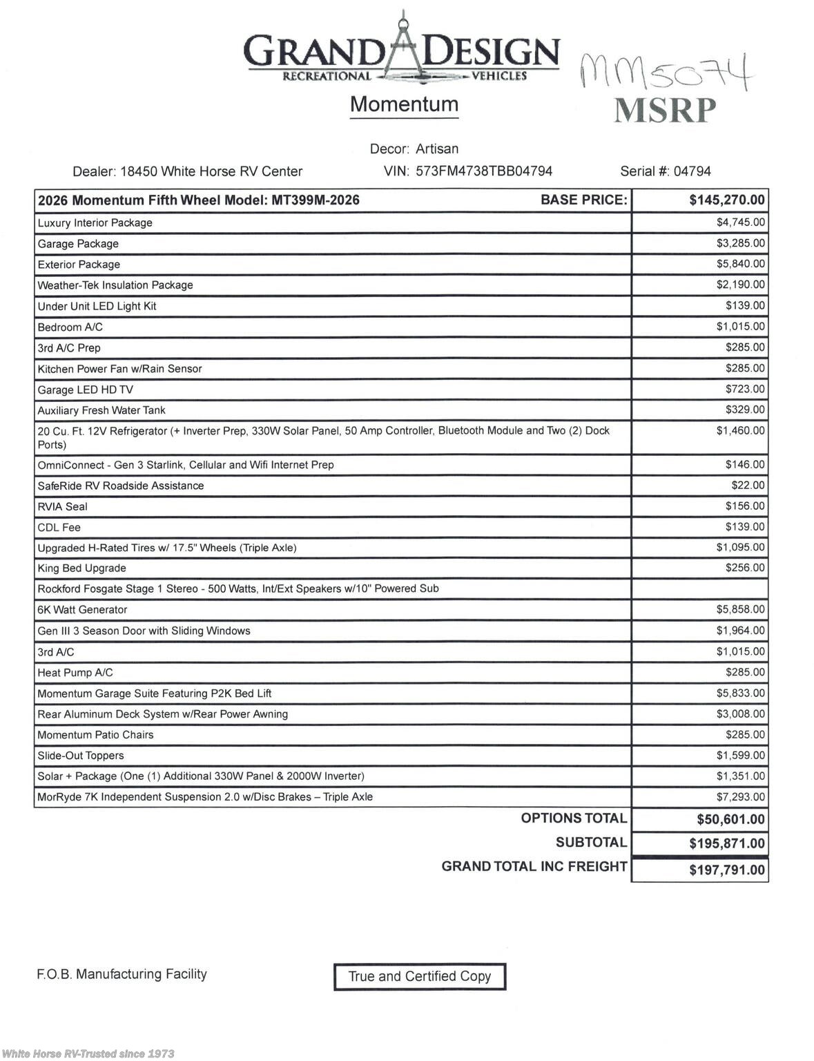 2026 Momentum M-Class 399M by Grand Design from White Horse RV Center in Egg Harbor City, New Jersey