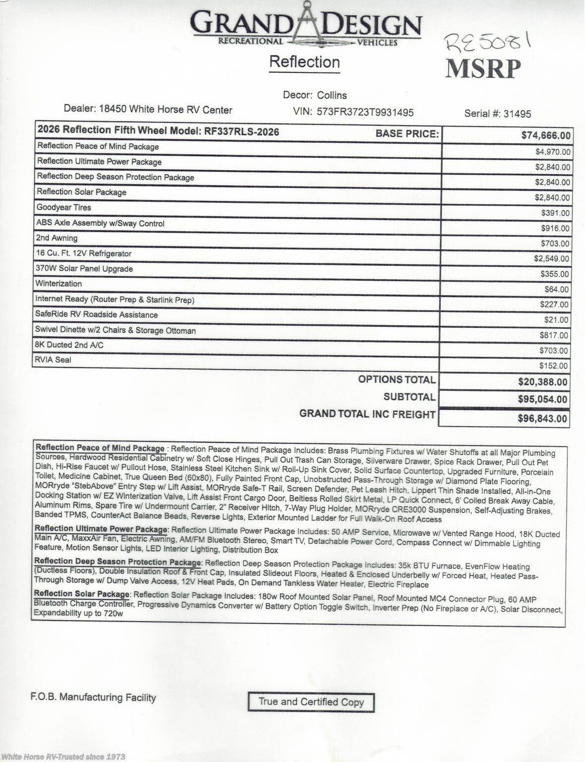 2026 Reflection 337RLS by Grand Design from White Horse RV Center in Egg Harbor City, New Jersey