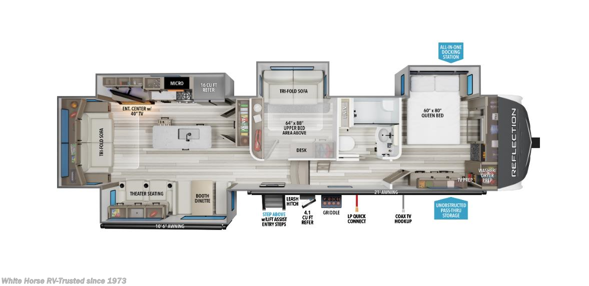 Floorplan of 2026 Grand Design Reflection 367BHS