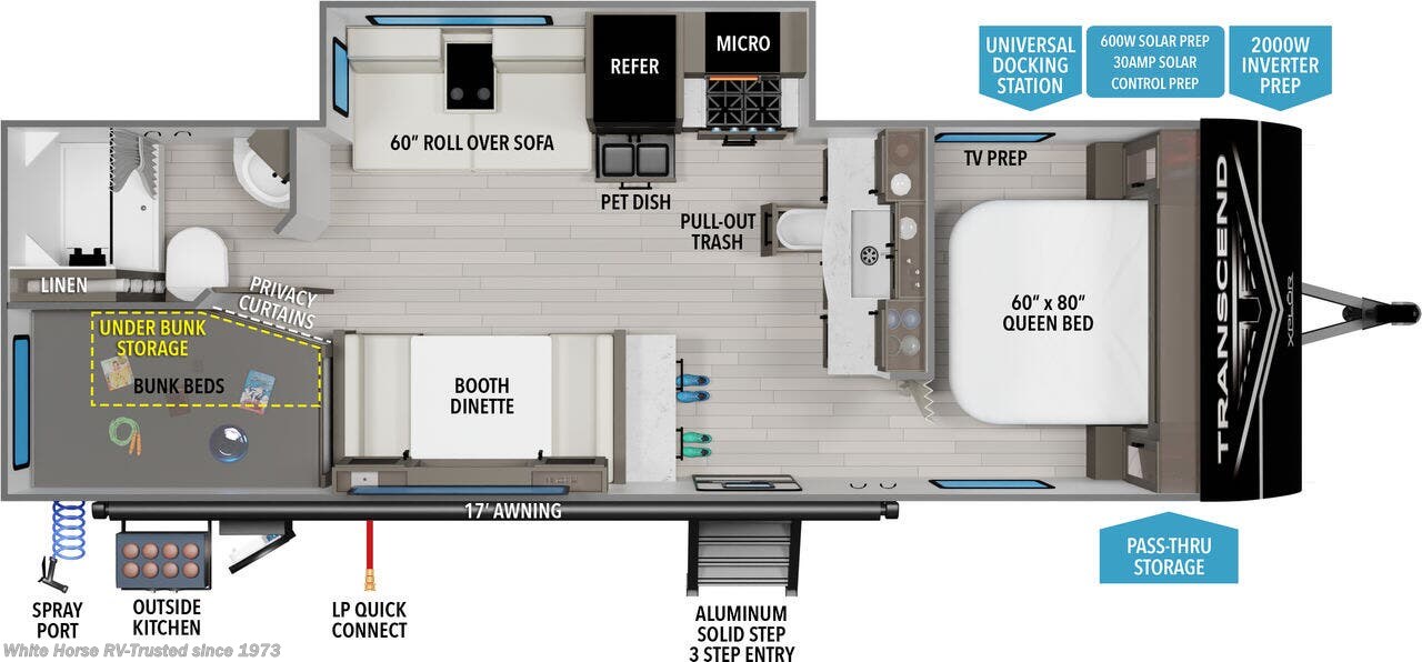 Floorplan of 2026 Grand Design Transcend Xplor 26BHX