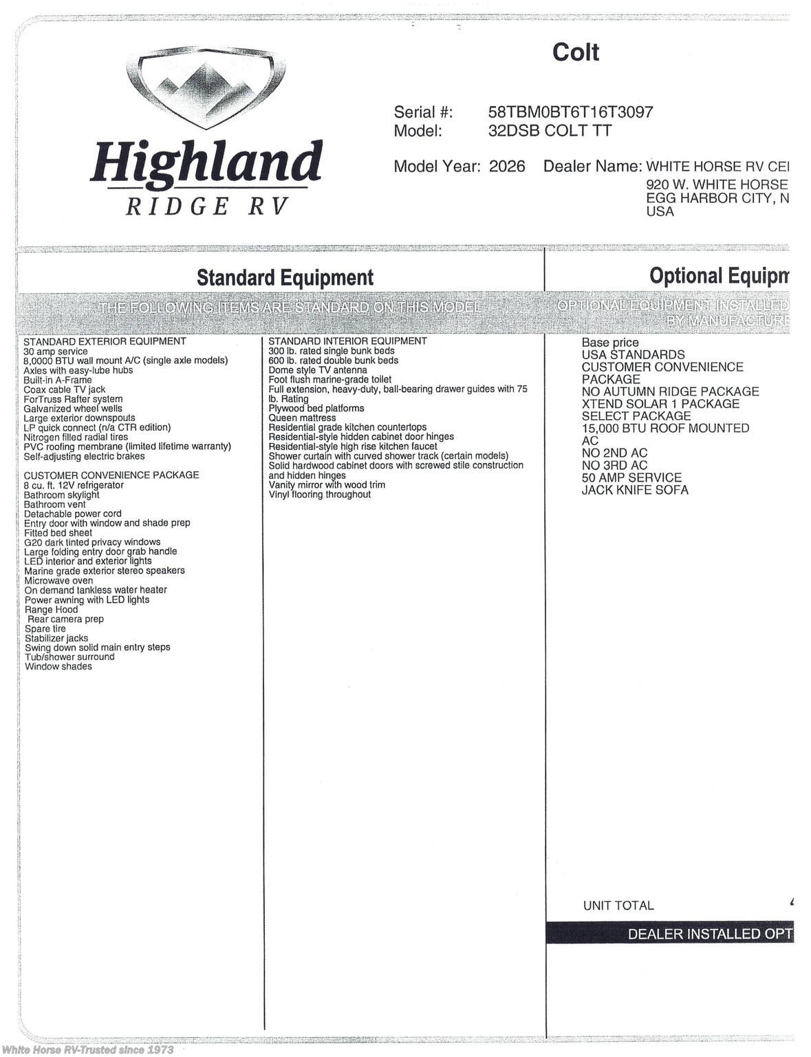 2026 Open Range Colt 32DSB by Highland Ridge from White Horse RV Center in Egg Harbor City, New Jersey
