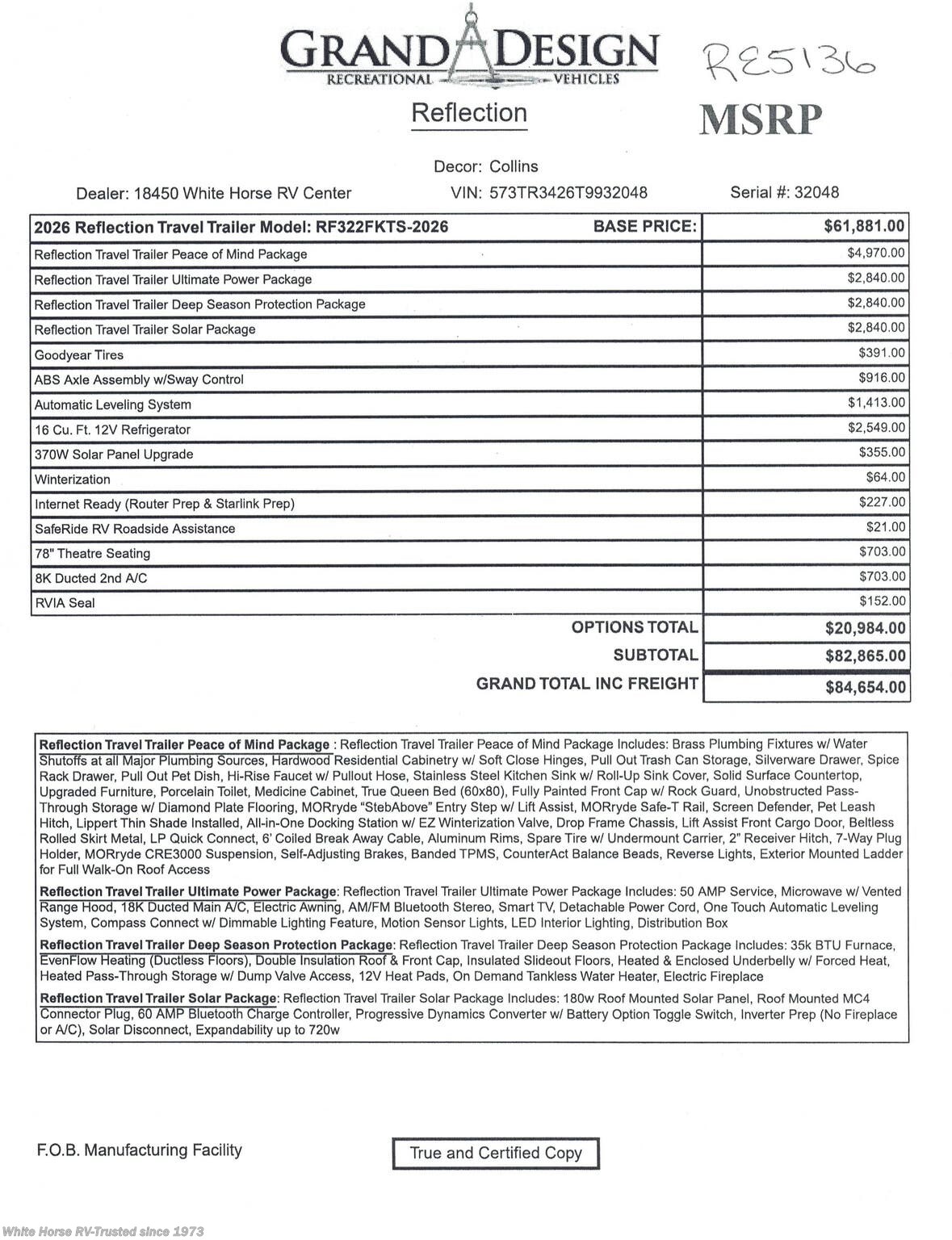 2026 Reflection 322FKTS by Grand Design from White Horse RV Center in Egg Harbor City, New Jersey