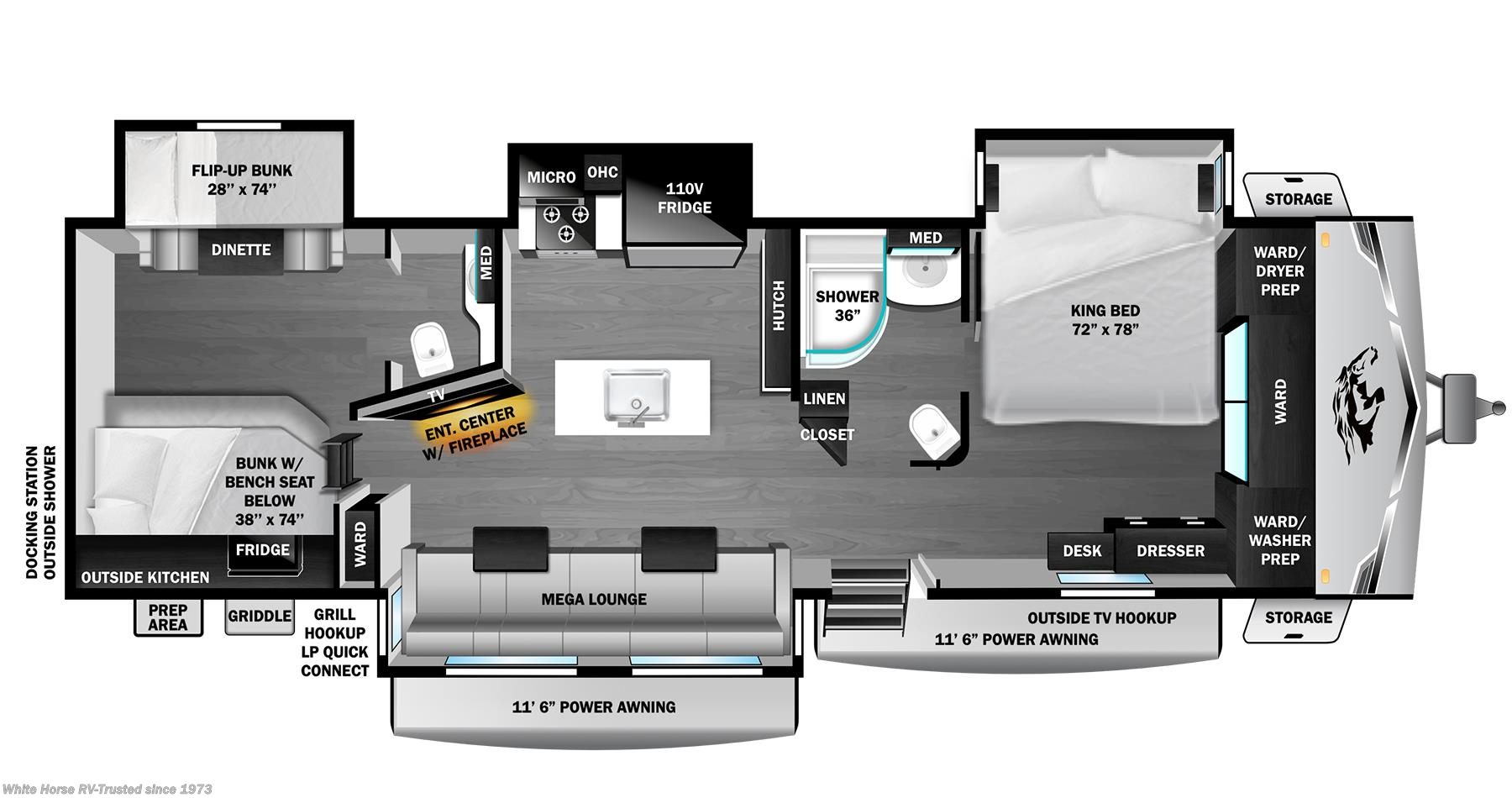 Floorplan of 2026 Highland Ridge Open Range 338BHS