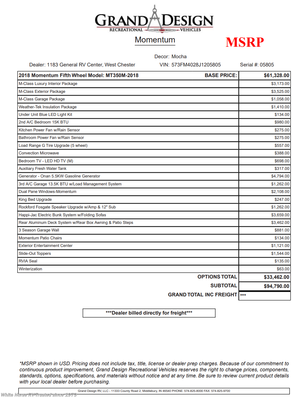 2018 Momentum 350M by Grand Design from White Horse RV Center in Egg Harbor City, New Jersey