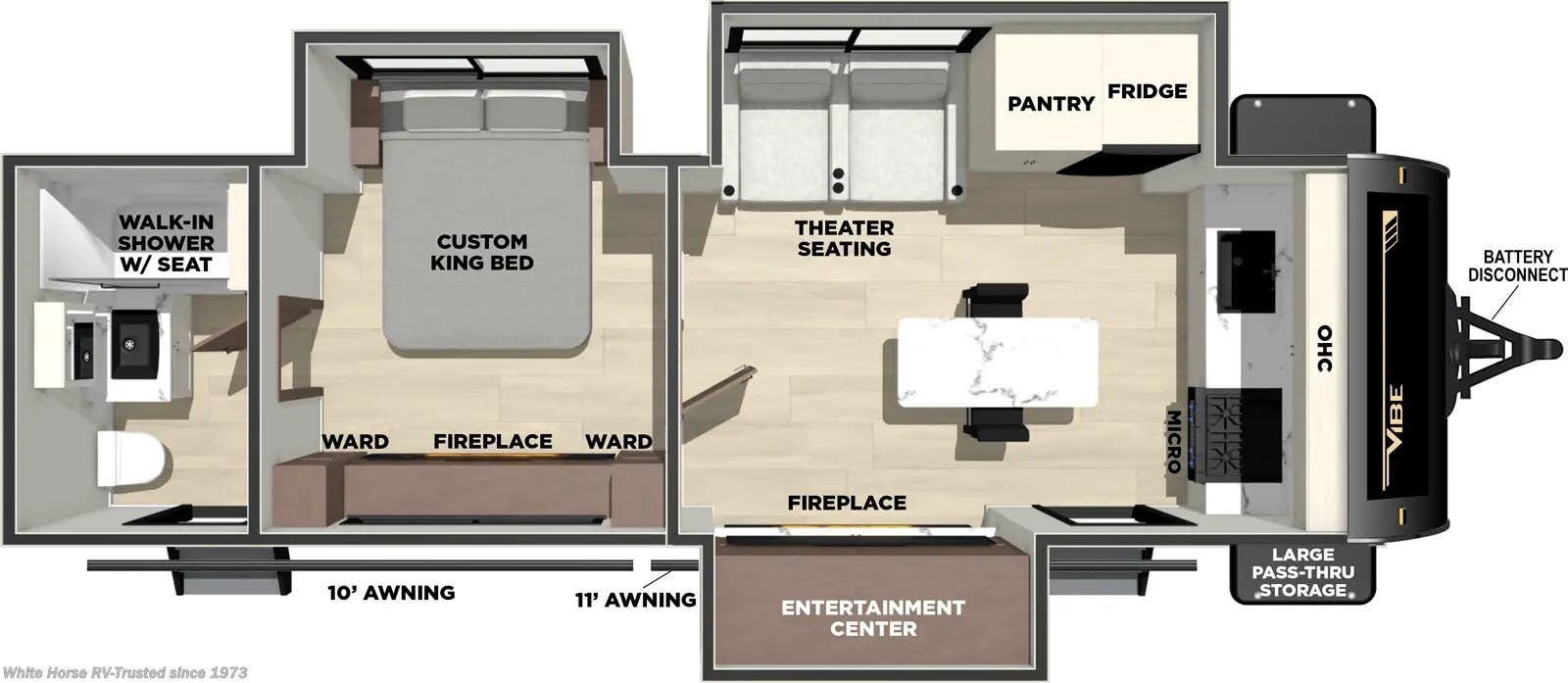 Floorplan of 2026 Forest River Vibe Extreme Lite 2500FIK