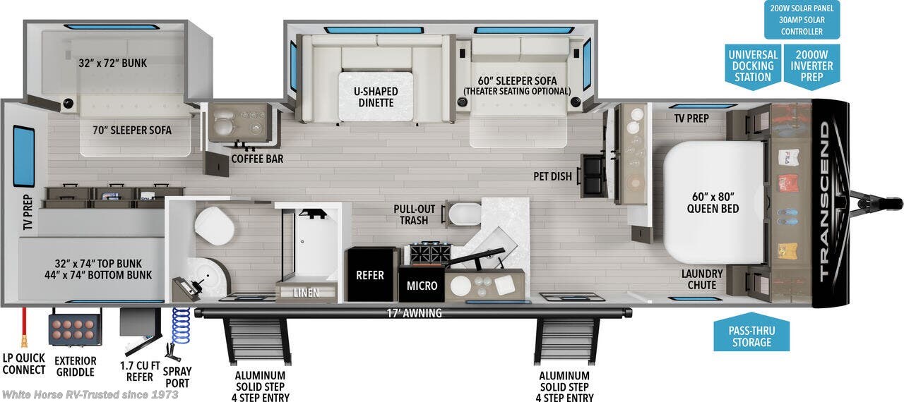 Floorplan of 2026 Grand Design Transcend 325BHT