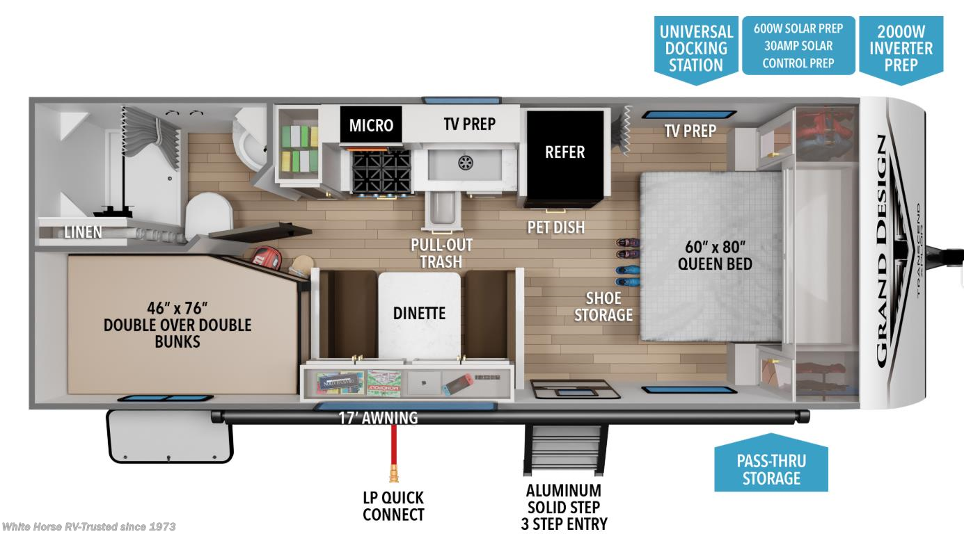 Floorplan of 2026 Grand Design Transcend Xplor 19BHX