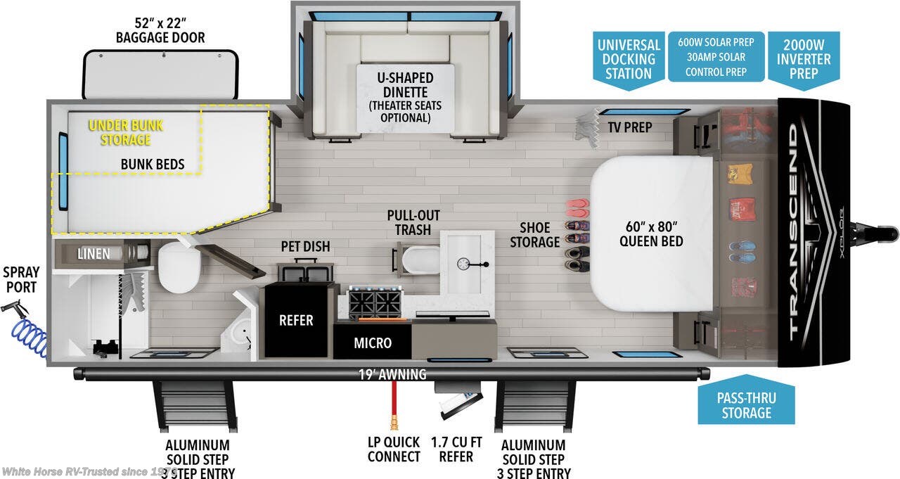 Floorplan of 2026 Grand Design Transcend Xplor 23BHX