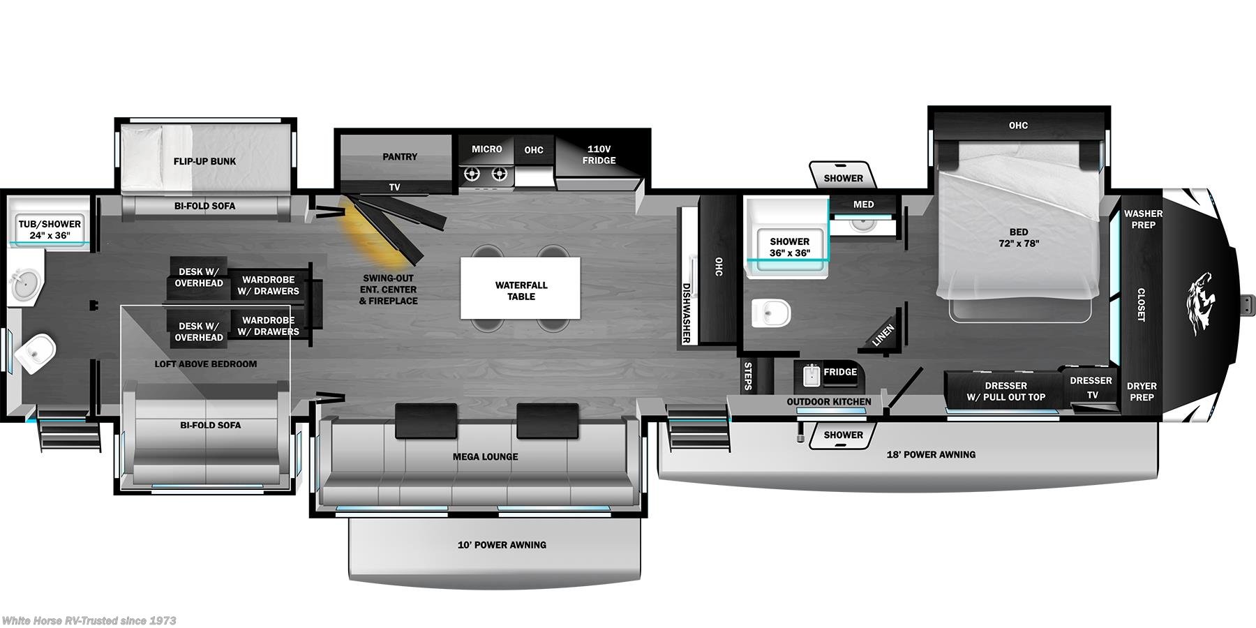 Floorplan of 2026 Highland Ridge Open Range 3X 393TBR
