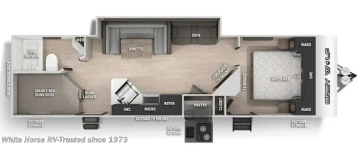 Floorplan of 2022 Forest River Cherokee Grey Wolf 27DBH