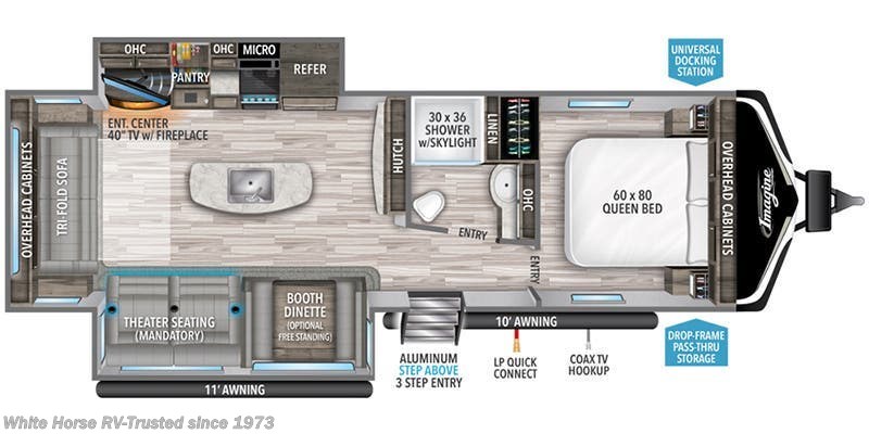 2022 Grand Design Imagine 2970RL - Used Travel Trailer For Sale by White Horse RV Center in Egg Harbor City, New Jersey features Shower, Skylight, Booth Dinette, TV, Refrigerator