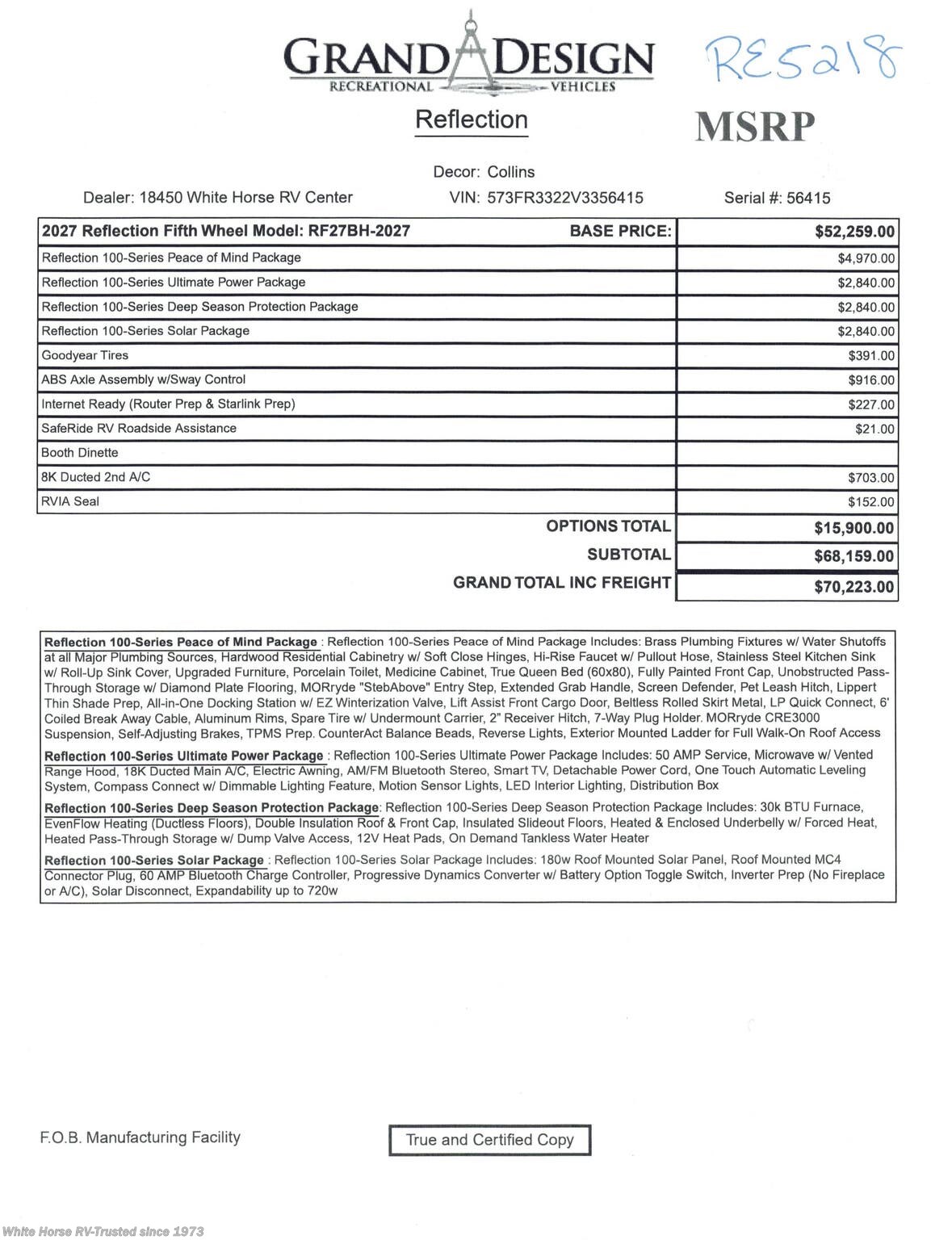 2027 Reflection 100 Series 27BH by Grand Design from White Horse RV Center in Egg Harbor City, New Jersey