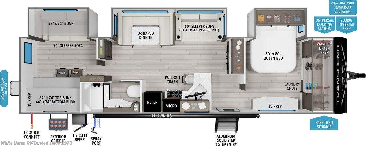 Floorplan of 2027 Grand Design Transcend 335BHT
