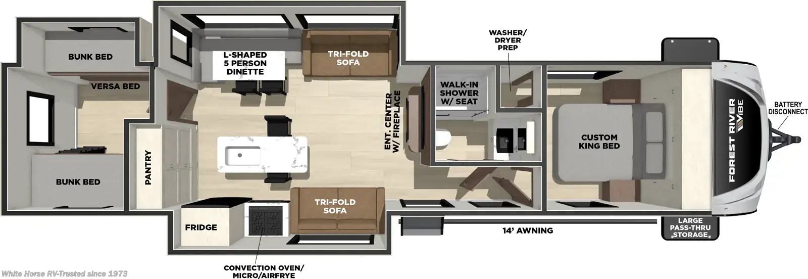 Floorplan of 2027 Forest River Vibe 3400BH