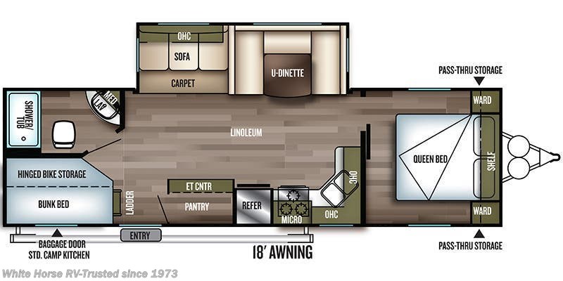 2018 Forest River Wildwood 27DBK - Used Travel Trailer For Sale by White Horse RV Center in Egg Harbor City, New Jersey features U-Shaped Dinette, Exterior Speakers, Kitchen Sink, Booth Dinette, Awning