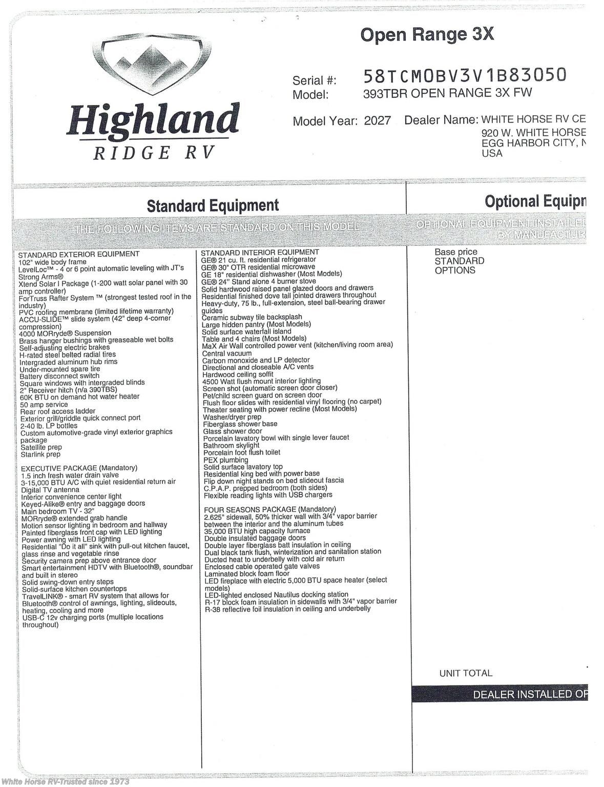 2027 Open Range 3X 393TBR by Highland Ridge from White Horse RV Center in Egg Harbor City, New Jersey