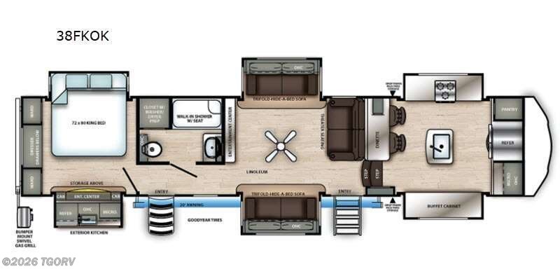 2021 Forest River Sandpiper 38FKOK - Used Fifth Wheel For Sale by TGORV in Greeley, Colorado features Slideout